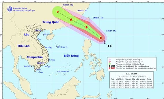 Hướng đi của bão Bailu