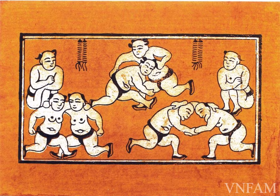 'Đấu vật' – Tranh Đông Hồ.