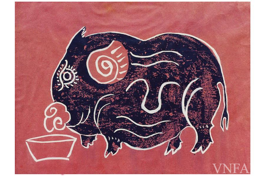 'Lợn độc' – Tranh Kim Hoàng. 'Lợn độc' – Tranh Kim Hoàng.