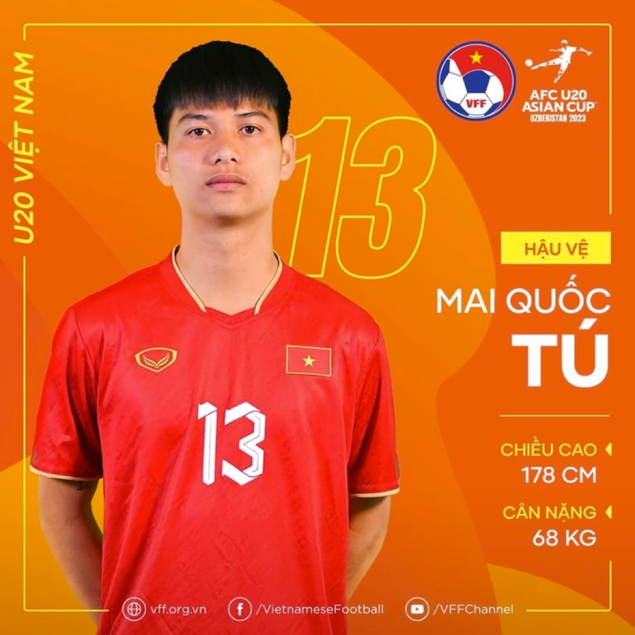 Mai Quốc Tú được đánh giá là cầu thủ có nhiều triển vọng. Ảnh: VFF. Mai Quốc Tú được đánh giá là cầu thủ có nhiều triển vọng. Ảnh: VFF.