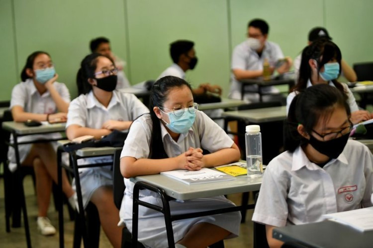 Thí sinh tham dự kỳ thi PSLE năm 2020.