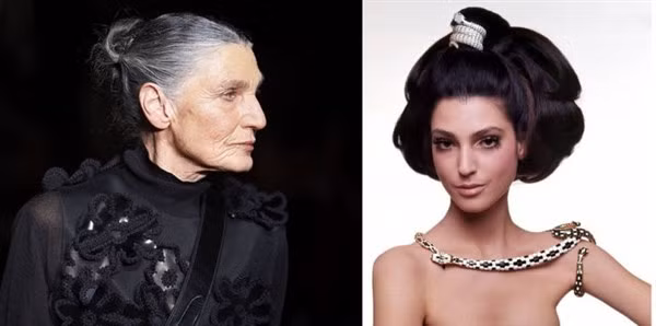 Benedetta Barzini năm 73 tuổi và thời trẻ.