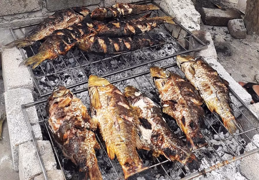 Món cá nướng được du khách thích thú khi đến Cấm Sơn
