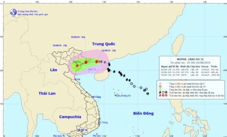 Bão WIPHA đến rất gần Móng Cái