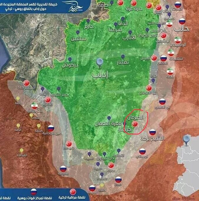Vị trí tấn công của các máy bay Syria.
