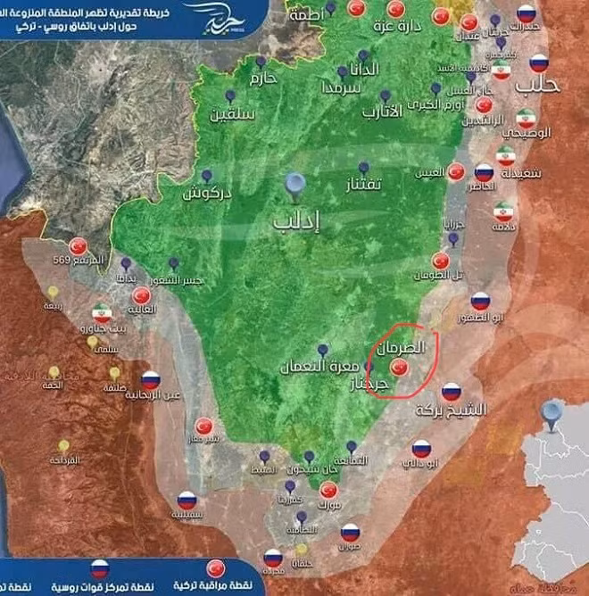 Vị trí tấn công của các máy bay Syria.

