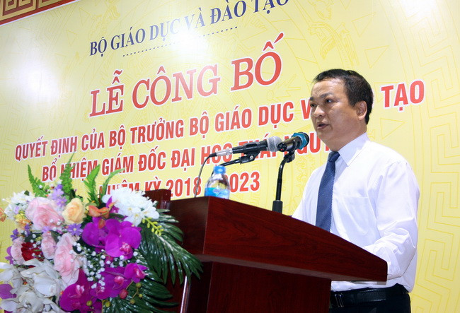 GS.TS Phạm Hồng Quang - Giám đốc ĐHTN phát biểu tại buổi lễ