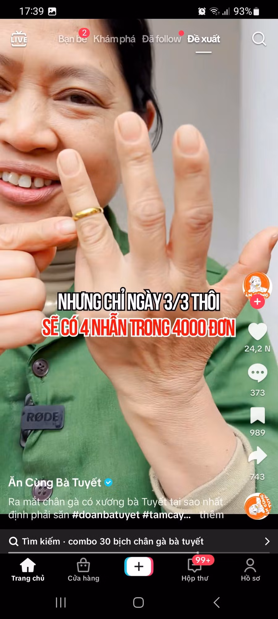 Ảnh: Bà Tuyết quảng cáo trên nền tảng Titok.