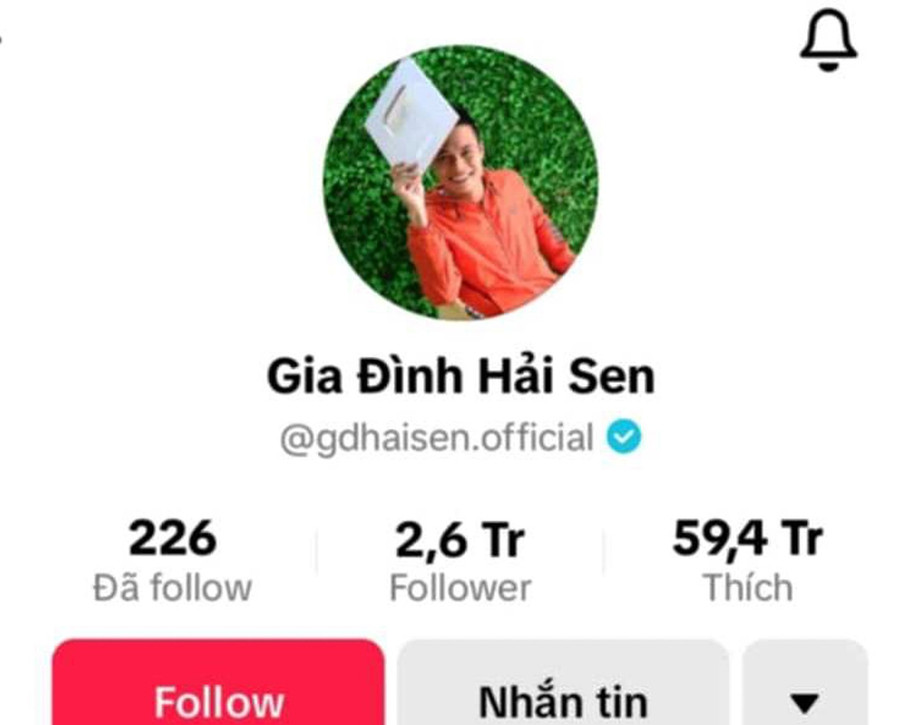 Lê Văn Hải chủ kênh kênh TikTok 'Gia đình Hải Sen' bị bắt để điều tra về hành vi bán hàng trên mạng xã hội. hai-sen.jpg