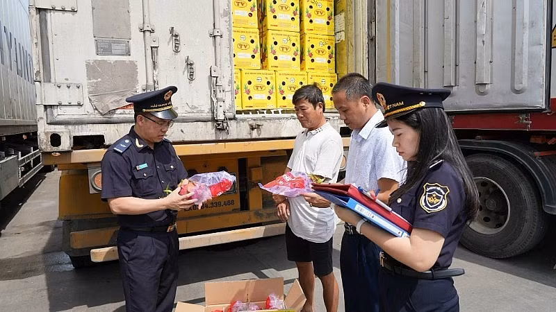 Cán bộ hải quan kiểm tra hàng hóa xuất, nhập khẩu . Ảnh: TL