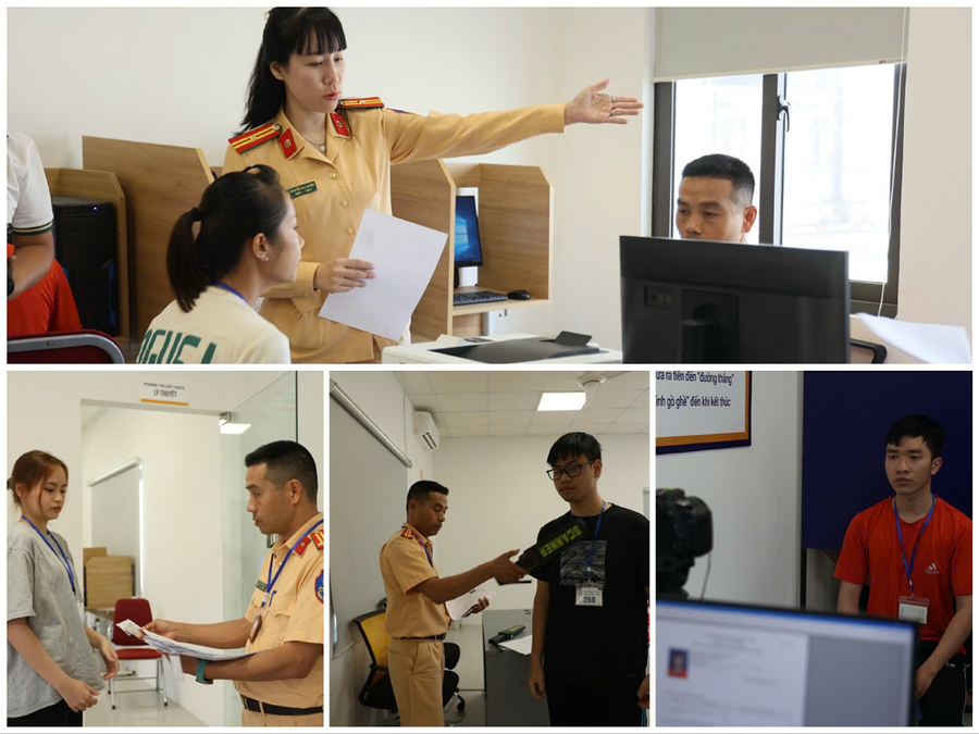 Học viên thi lý thuyết.