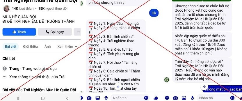 Phụ huynh cần cảnh giác khi đăng ký tham gia Trại hè Quân Đội qua mạng xã hội. 11-7120.jpg