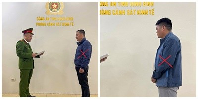 Hai bị can tại cơ quan công an. (Ảnh: BCA).