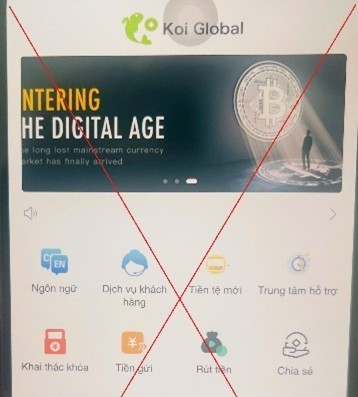 Ảnh: Cảnh báo lừa đảo khi tham gia đầu tư qua ứng dụng dụng Koi Global.