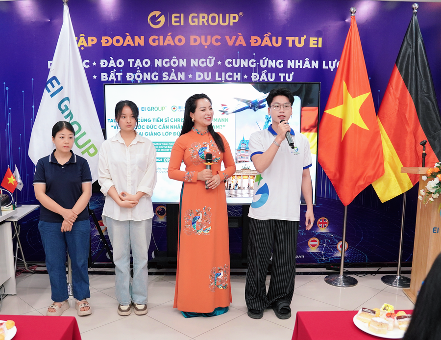 លោកស្រី Nguyen Phi Nga អគ្គនាយកក្រុមហ៊ុន Ocean Link Education Study Abroad នាយករងនៃក្រុមហ៊ុន EI Group ប្រទេសអាល្លឺម៉ង់បានធ្វើអន្តរកម្ម និងតម្រង់ទិសជាមួយនិស្សិត។ 4.png