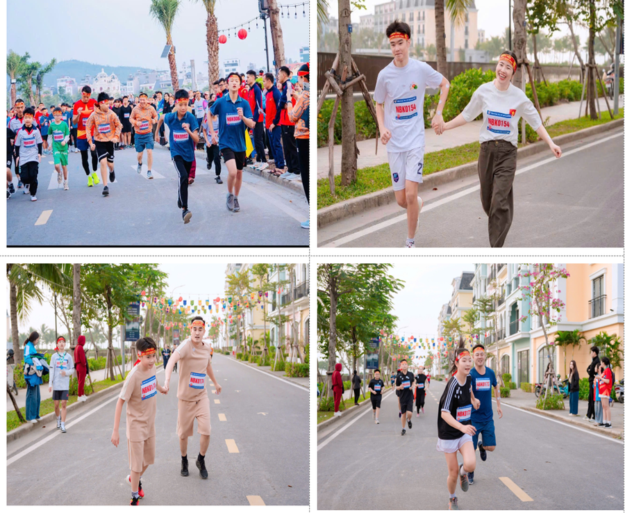 Hơn 400 phụ huynh, học sinh tham gia giải chạy do Trường Nguyễn Bỉnh Khiêm tổ chức.