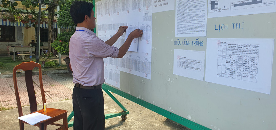 Điểm thi Trường THPT Phạm Phú Thứ dán lại danh sách thí sinh các phòng thi chuẩn bị cho môn thi Ngoại ngữ. Điểm thi Trường THPT Phạm Phú Thứ dán lại danh sách thí sinh các phòng thi chuẩn bị cho môn thi Ngoại ngữ.