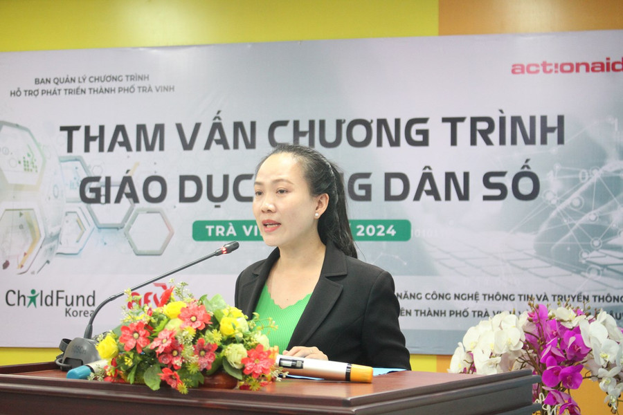Bà Nguyễn Thị Ngọc Nhi - Phó Chủ tịch UBND TP Trà Vinh phát biểu khai mạc buổi tham vấn.