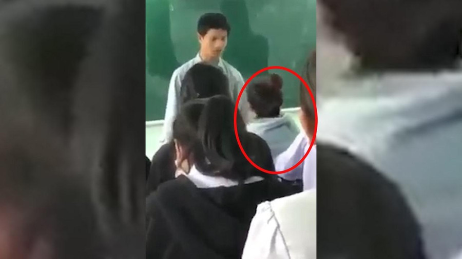 Nữ sinh văng tục với thầy giáo. Ảnh: Cắt từ clip/Internet