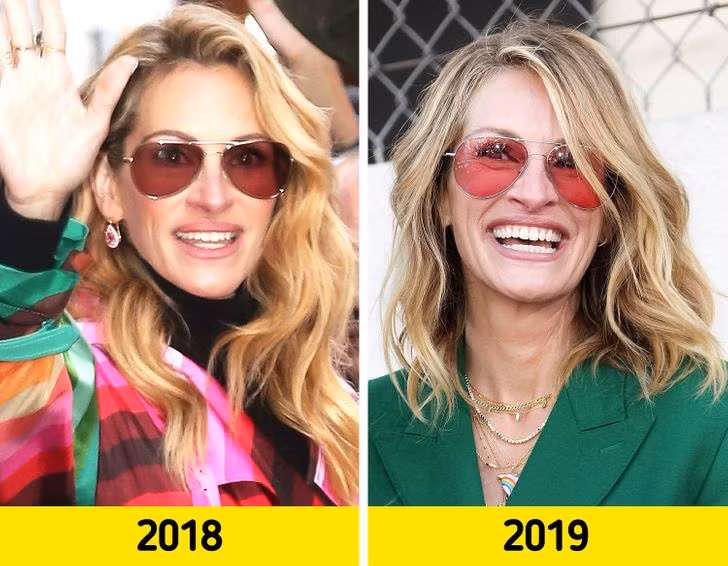Julia Roberts xuất hiện trước công chúng trong chiếc kính phi công mà cô đã đeo một năm trước đó.