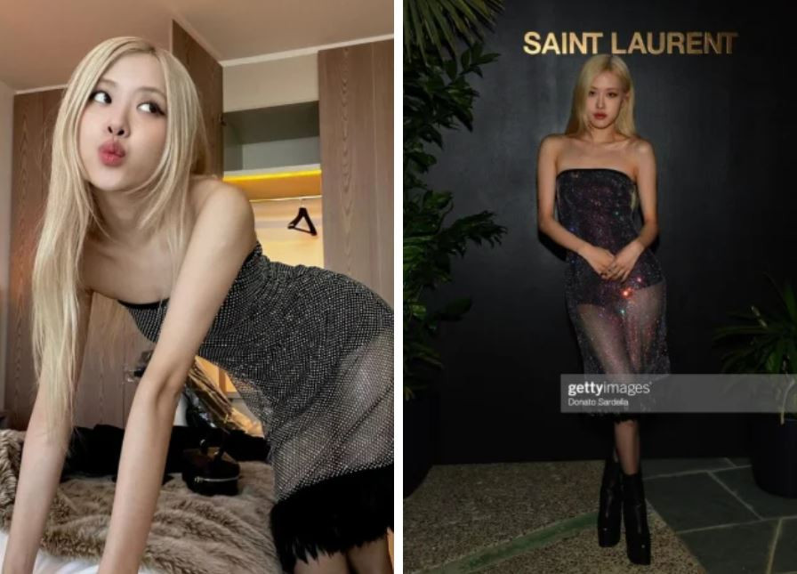 Rosé (BLACKPINK) trong một bộ trang phục xuyên thấu khác.