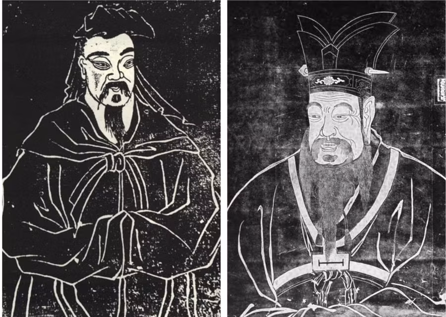 Đổng Trọng Thư (trái) và Khổng Tử (phải), 2 nhà Nho ảnh hưởng nhất của Trung Quốc. Ảnh: Atlasobscura.com - Wikipedia.org.