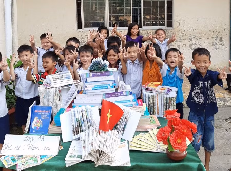 Các em HS Trường TH-THCS Tiên Hải.