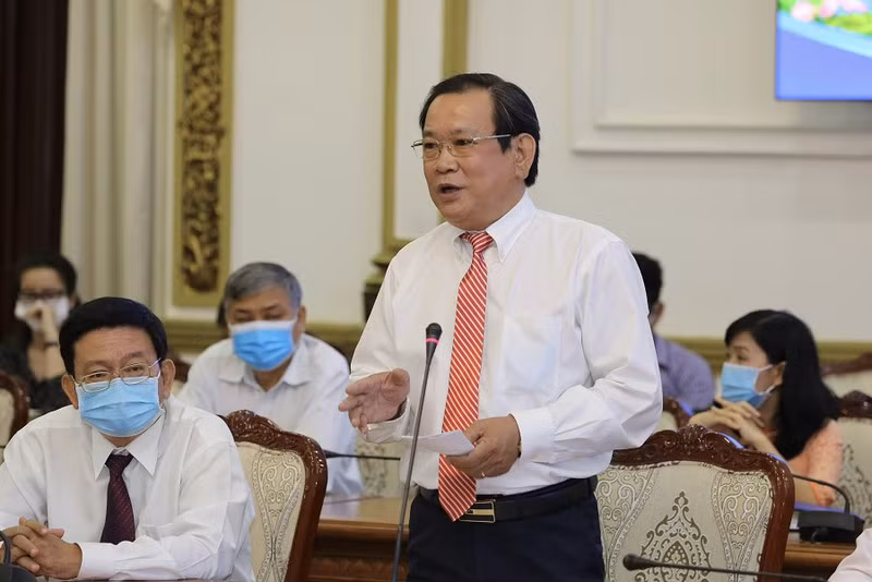 Tổng Biên tập Báo Pháp Luật TP.HCM Mai Ngọc Phước phát biểu nhận nhiệm vụ. Ảnh: HOÀNG GIANG.