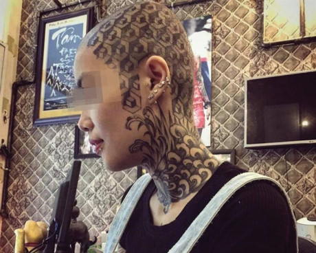 Rùng mình với trào lưu xăm đầu - Ảnh 2 Rung minh voi trao luu xam dau - Anh 2