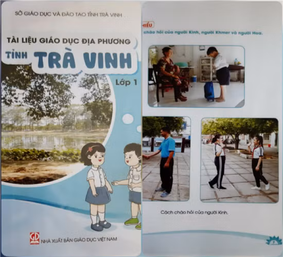 Bản thảo Tài liệu Giáo dục địa phương lớp 1 của tỉnh Trà Vinh. Ảnh: CTV