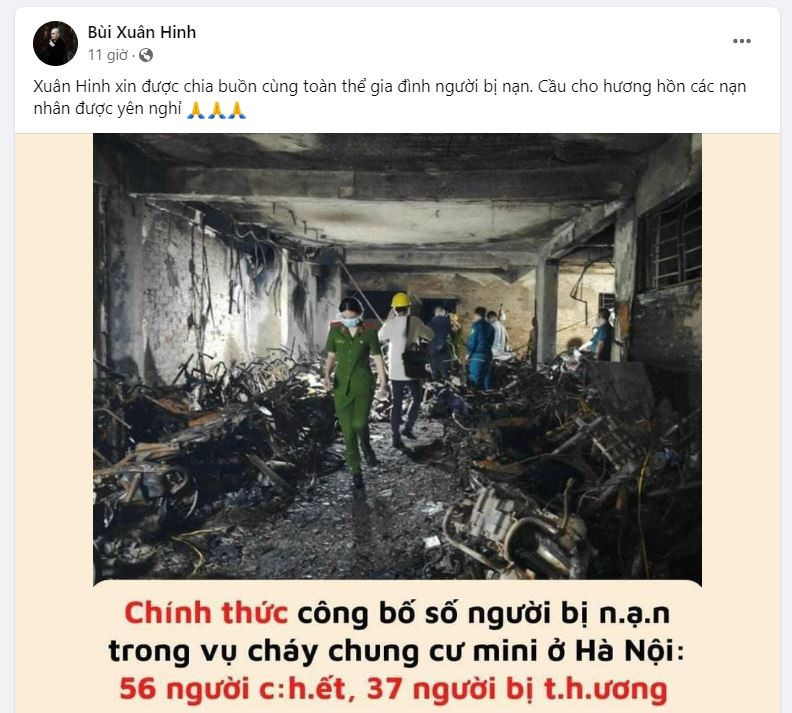 Nghệ sĩ Xuân Hinh gửi lời chia buồn tới toàn thể gia đình người bị nạn. Cầu cho hương hồn các nạn nhân được yên nghỉ. Nghệ sĩ Xuân Hinh gửi lời chia buồn tới toàn thể gia đình người bị nạn. Cầu cho hương hồn các nạn nhân được yên nghỉ.