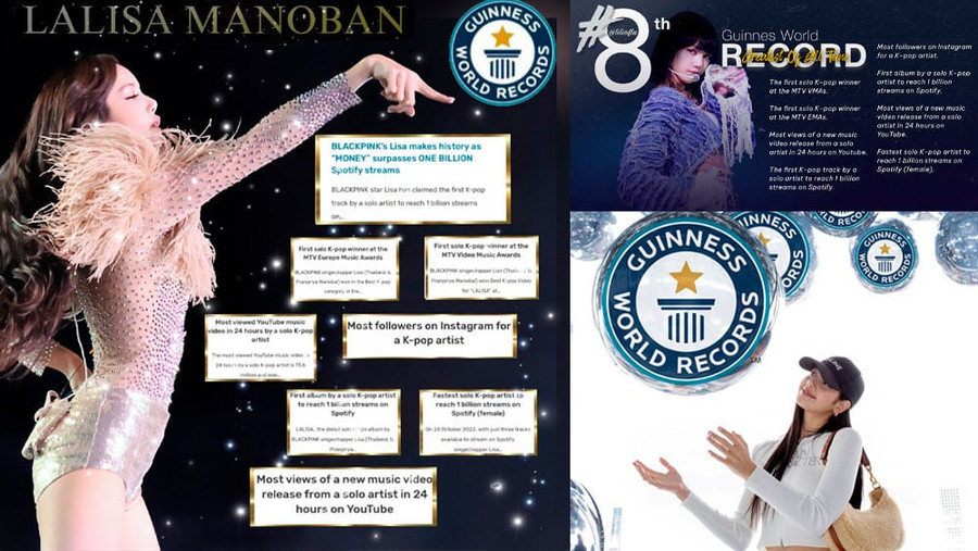 LISA (BLACKPINK) trở thành nghệ sĩ solo K-pop đầu tiên nắm giữ 8 kỷ lục Guinness thế giới. LISA (BLACKPINK) trở thành nghệ sĩ solo K-pop đầu tiên nắm giữ 8 kỷ lục Guinness thế giới.