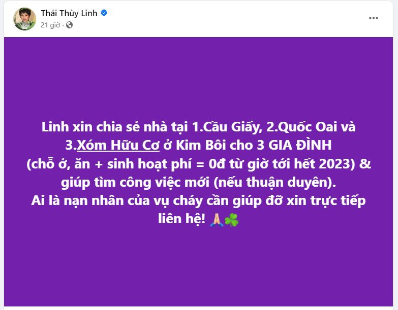 Nhiều người bày tỏ cảm kích trước thông tin của ca sĩ Thái Thùy Linh. Nhiều người bày tỏ cảm kích trước thông tin của ca sĩ Thái Thùy Linh.