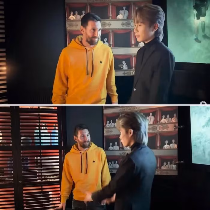 Hình ảnh Messi xuất hiện trong MV của Jack. Hình ảnh Messi xuất hiện trong MV của Jack.