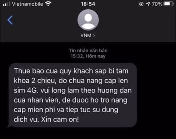 Cảnh báo: Mất cả sim, cả tiền vì chiêu thức giả danh nhà mạng nâng cấp sim 4G ảnh 1