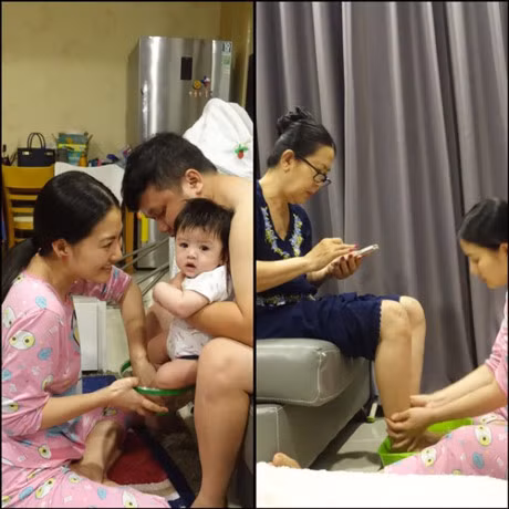 O ngoai sang chanh, my nhan Viet ve nha van rua chan, dut an cho me - Anh 1