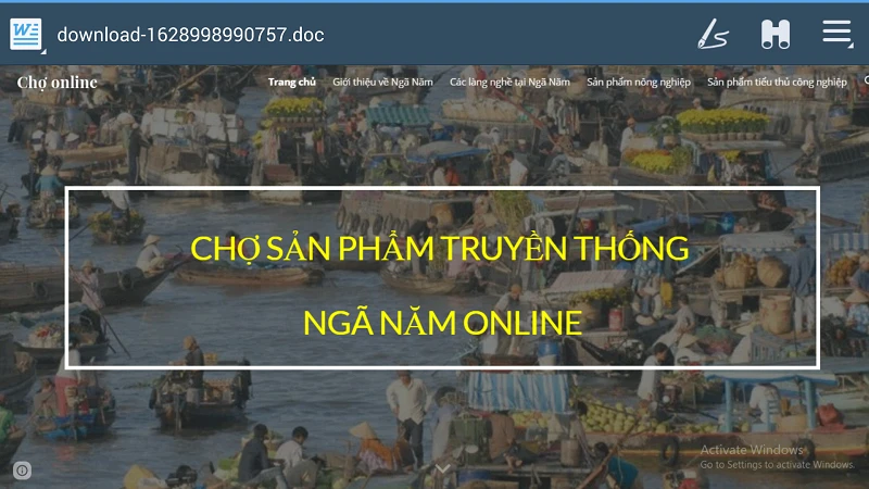 Giao diện Chợ sản phẩm truyền thống Ngã Năm online do Phú Thuận và Minh Nhựt sáng tạo. 