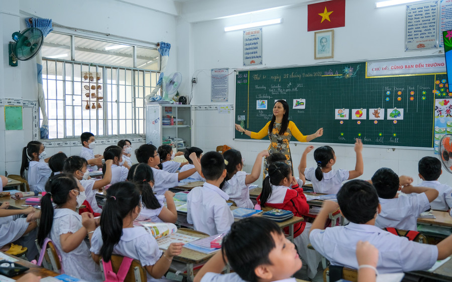 Tiết học Anh văn lớp 3 tại Trường Tiểu học Ngô Quyền, quận Ninh Kiều (TP Cần Thơ).