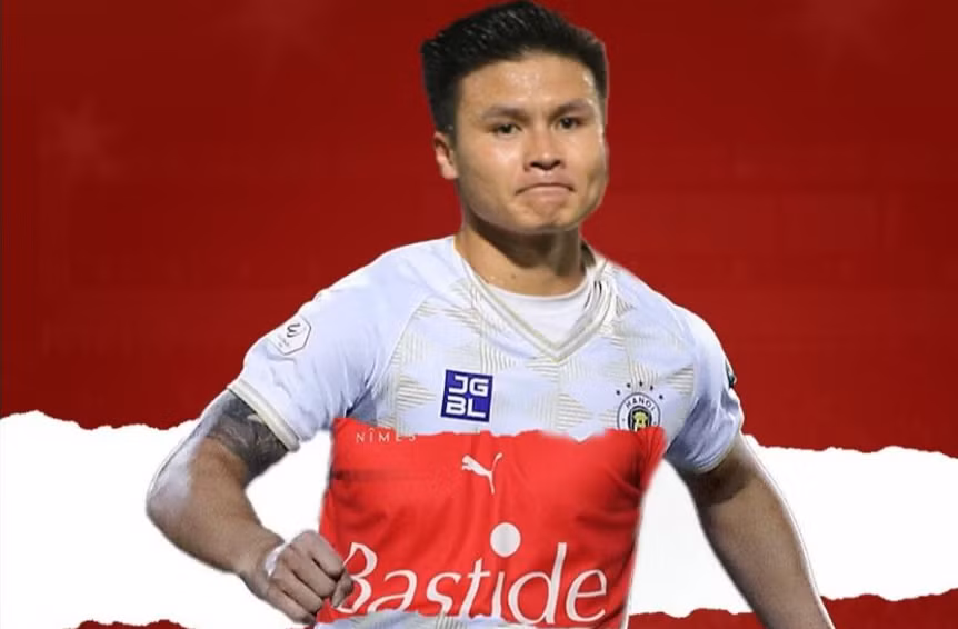 Hình ảnh Quang Hải trong màu áo Nimes do một trang báo của Đông Nam Á đăng tải.