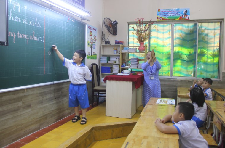 Học sinh lớp 1 Trường Tiểu học Nguyễn Thái Sơn, Quận 3, TPHCM trong giờ học. Ảnh: P. Nga 