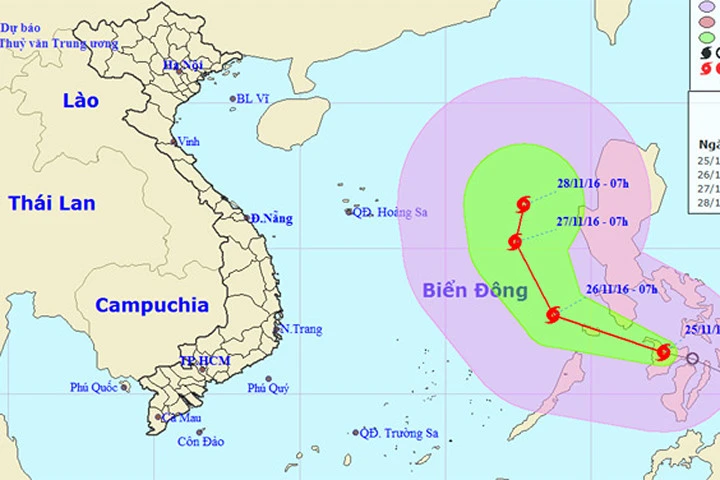 Áp thấp nhiệt đới mạnh lên thành bão, tiến gần biển Đông