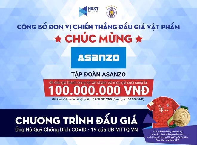 Tập đoàn Asanzo Việt Nam chiến thắng trong cuộc đấu giá vật phẩm.