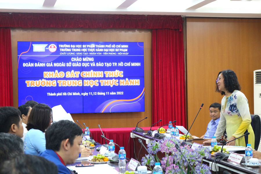 Trường ĐHSP Hồ Chí Minh đón đoàn đánh giá ngoài Sở GD&ĐT TP HCM. Ảnh ITN. Trường ĐHSP Hồ Chí Minh đón đoàn đánh giá ngoài Sở GD&ĐT TP HCM. Ảnh ITN.