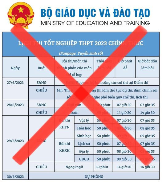 Lịch thi tốt nghiệp THPT năm 2023 mạo danh. Lịch thi tốt nghiệp THPT năm 2023 mạo danh.