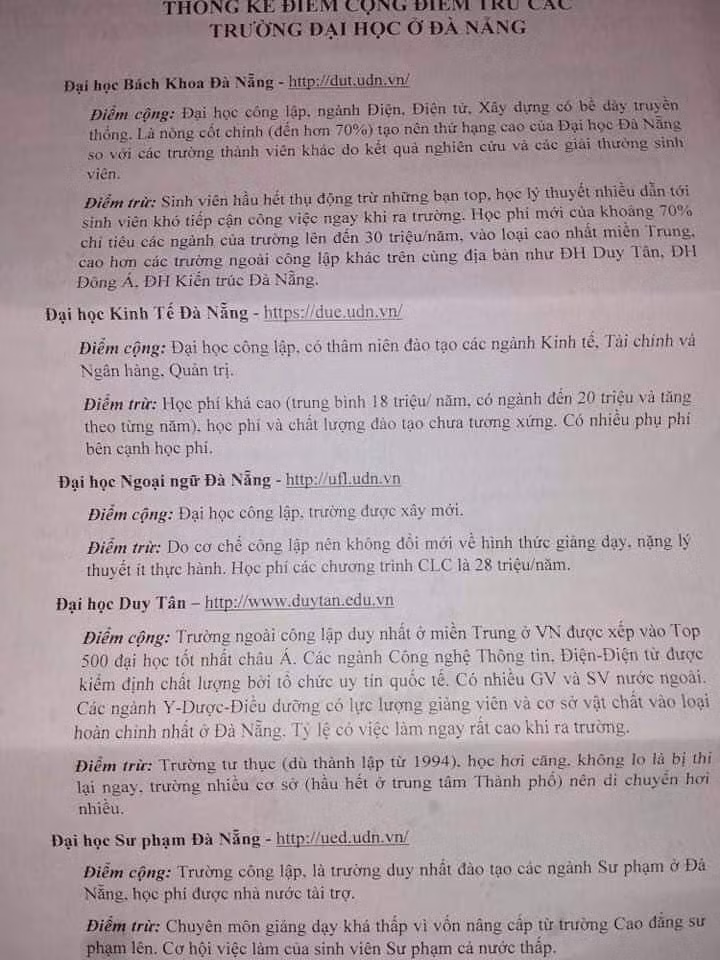 Một trong những nội dung do ông Chung và cộng tác viên soạn thảo và gửi thư nặc danh đến GV, HS lớp 12 các trường phổ thông để hạ thấp uy tín các trường ĐH tại Đà Nẵng
