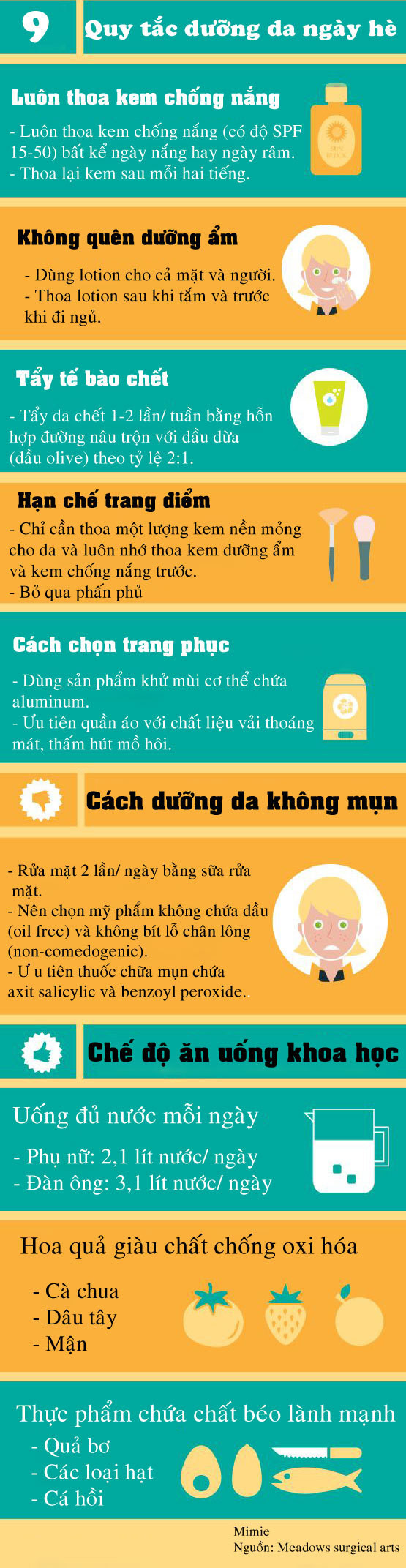 9 quy tắc dưỡng da khỏe mạnh ngày hè