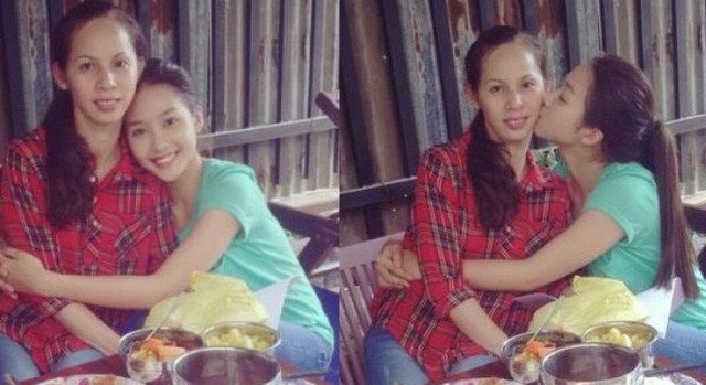Chân dung người mẹ “đơn giản” của hotgirl Khả Ngân ảnh 3 Đầu năm 2014, Khả Ngân lần đầu tiên khoe 1 bức hình chụp chung với mẹ. Mẹ Khả Ngân khá trẻ trung. Bà sở hữu gương mặt trái xoan và phong cách khá giản dị, gần gũi.
