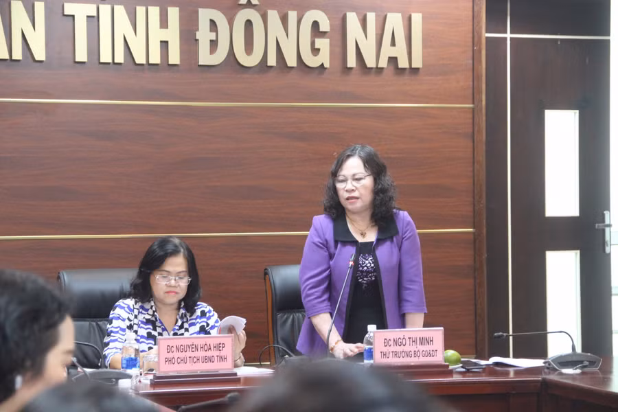 Thứ trưởng Ngô Thị Minh chia sẻ tại buổi làm việc với đại diện lãnh đạo UBND tỉnh Đồng Nai sáng ngày 26/10