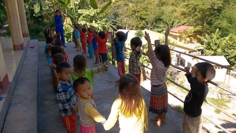 Điểm trường Suối Tung, Trường Tiểu học Trung Lý 1 (Mường Lát, Thanh Hóa) còn khó khăn về cơ sở vật chất. Ảnh: NTCC