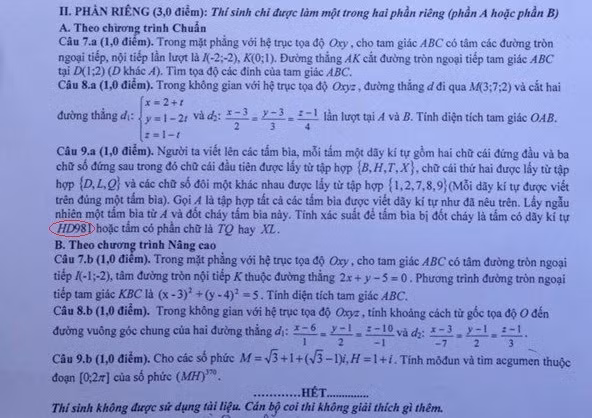 Gửi gắm tình yêu nước qua đề thi môn Toán